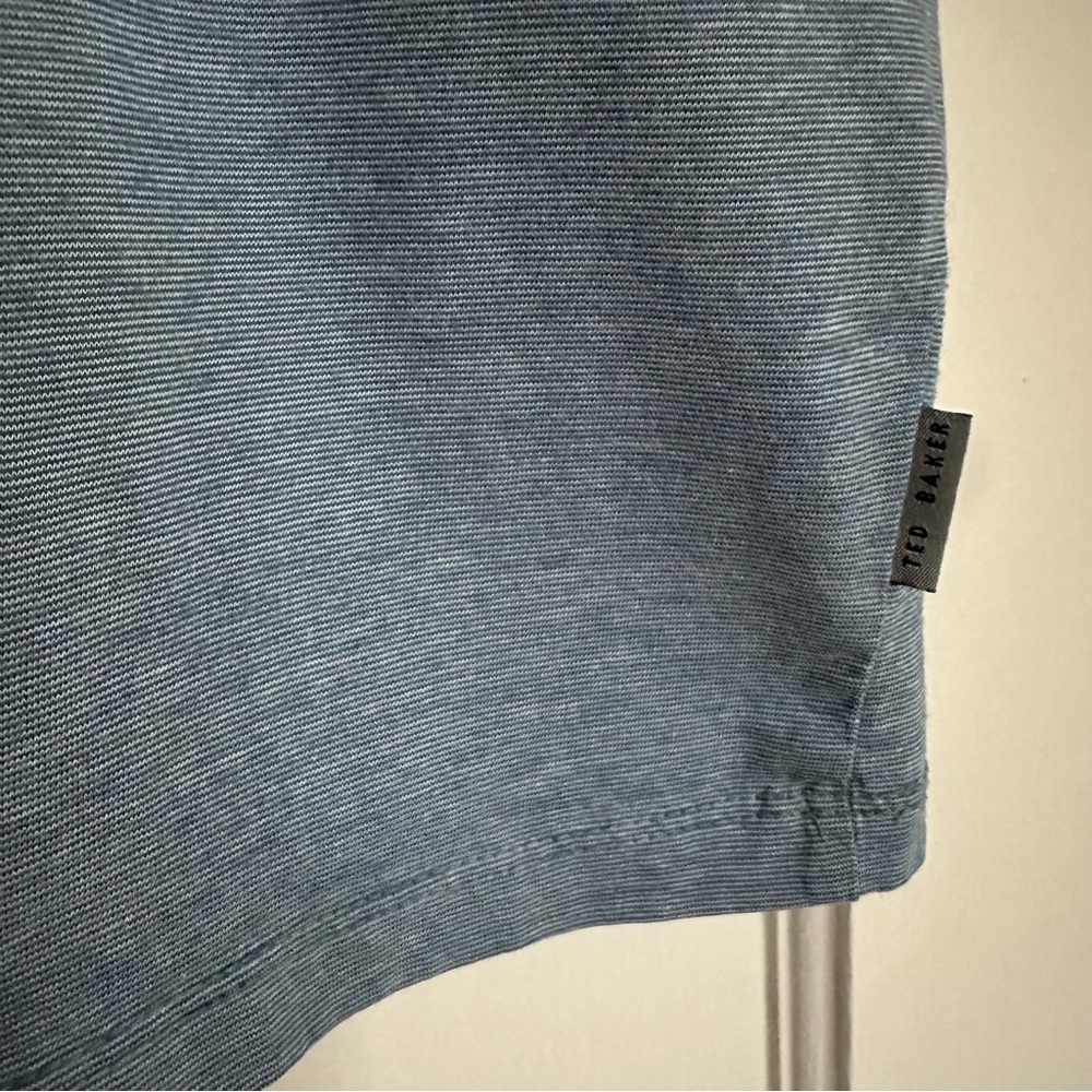 TED BAKER London Blue Button Collar Polo Shirt Pocket Short Sleeve Size L - Picture 7 of 13